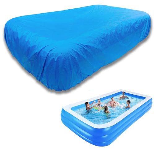 130 x 72 in Rectangle Inflatable Pool Cover PE 10ft Large infaltable Rectangular Pool Cover 10 x 6 ft Fits Blow Up Pool Built-in Elastic Band Extra Buckle Pools Protecto Above Ground Cover