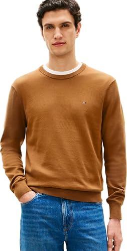 Tommy Hilfiger Herren Pullover Essential Cotton mit Rundhalsausschnitt, Braun (Highland Khaki), XL