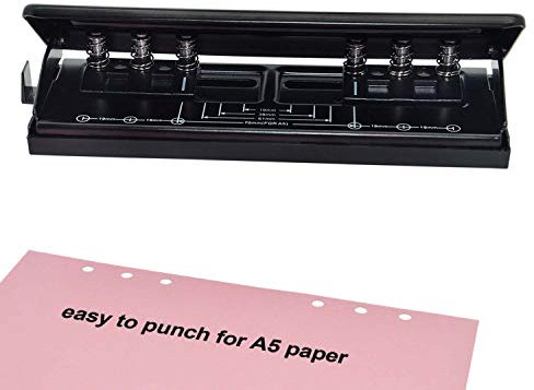 WORKLION Einstellbarer 6-Loch-Locher: Metall 6-Loch-Locher für Planer und 6-Ringbinder mit 6 Blatt Kapazität für A4 / A5 / A6 / Personal/Taschenformat