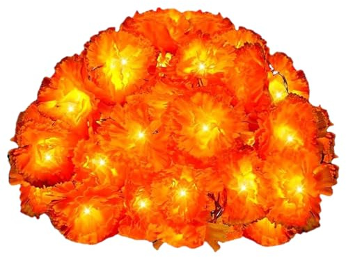 Ringelblumengirlande mit Lichtern - LED Kunstblumenseil, batteriebetriebene beleuchtete Girlande | Dekorativer floraler für die Dekoration des Festivals von Diwali
