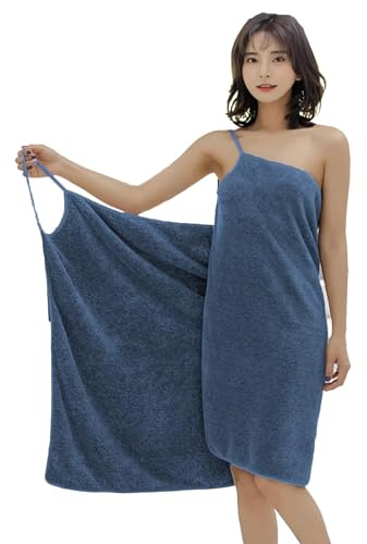 LOHOM Saunakilt Damen Saunatuch Weich Bademantel Sling Baderock Wrap Tragbar Badetuch Frauen Saunahandtuch Mikrofaser Duschtuch für Dusche Pool Spa Badezimmer(Geeignet für unter 60kg) (Marineblau)