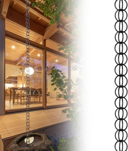 Hssnbkg Catena Antipioggia per Esterni,Finitura in Alluminio,per grondaie, Fontana o pluviale per grondaie, drenaggio, Decorazione per Esterni(2.6m)
