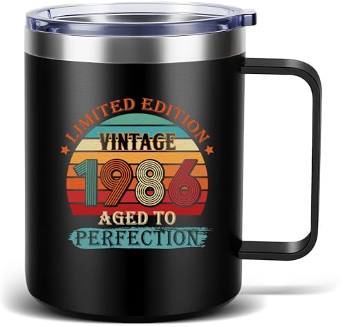 TUZELIYA Funny 40th Birthday Gift idea for Men Women, Back in 1986 in This Year Mug, 16oz Insulated Tumbler, 40th Birthday Gifts for Him,Dad,Husband, Mum, Wife, Teachers, Friends or Anyone