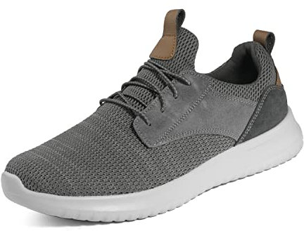 Bruno Marc Men's Slip On Summer Trainers Lightweight Sneakers Casual Stand on Air Walking Shoes, Lace Up Breathable Shoes,Size 8.5,Grey,Walk_Work_01