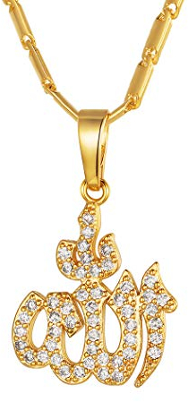 Suplight Damen Collier Arabische Gott Allah Anhänger Halskette 18K Vergoldet mit Zirkonia für Frauen Mädchen Muslim Islamische Amulett Modeschmuck Geschenk für Geburtstag Weihnachten