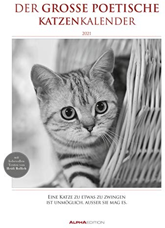Der große poetische Katzenkalender 2021 - Literarischer Bild-Kalender A3 (29,7x42 cm) - mit Zitaten - schwarz-weiß - Tier-Kalender - Alpha Edition: ... mit Zitaten - schwarz-weiß - Tier-Kalender