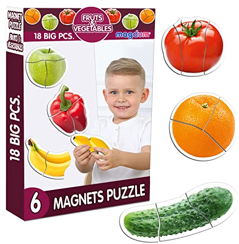magdum Magnet Puzzle Kinder Obst GEMÜSE - Kinder Puzzle - Puzzle für Kinder - Puzzle Baby - Magnet Spiele für Kinder - Lernspielzeug - Magnetpuzzle - Magnetische Puzzle - Montessori Spielzeug