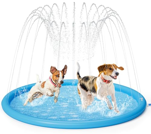 pecute Sprinkler Pad for Dogs & Kids-150cm, Thickened Dog Splash Mat Durable Children Water Play Toy Anti Slip, Inflatable Kids Pool for Summer Outdoor Garden Water Play (Dia 59in)