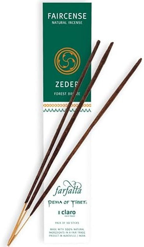 Farfalla Premium Bio Räucherstäbchen aus Tibet 10 Stück Natürliche Inhaltsstoffe Handgerollte Räucherwerke Faircense Incense Raumduft Indische Tratdition mit Bambusstab