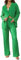 Geagodelia Zweiteiler Damen Plissee Outfit Kleidung Elegant Hosenanzug 2 Teiler Set Weite Hose + Button Down Langarmshirt Loungewear Streatwear Anzug Sommer (A - Grün, L)