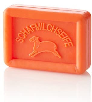 OVIS Schafmilchseife 100g -Blutorange -Reinigung und Pflege mit Schafmilch in Papierverpackung / zero waste ohne Mikroplastik oder Mineralöl