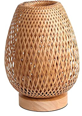 Sharplace Bambus-Lampenschirm-Ornament-Ausrüstung Einfache Nachttischlampe Schreibtischlampe für das Heimbüro am Bett