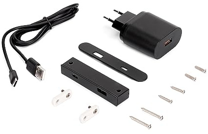 Emuca - Verbinder USB A+C Linky (81x12mm), 5V/9V DC 3A (15W), Schwarzer Kunststoff