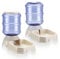 Automatic Pet Feeder & Waterer Set of 2 Pack, Self Feeding Replenish Dog Cat Bowls, Gravity Food & Water Storage Container Fountain Jug Pet Supplies Plastic Skid Proof Rubber Feet (White)