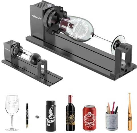 Creality 3-in-1 Lasergravierer Rotationswalze, Gravieren Zylindrischen Objekte in 360°,Y-Achse Rotationsrolle für Lasergraviermaschine, Stützdurchmesser 10-130mm, die meisten Laserschneider