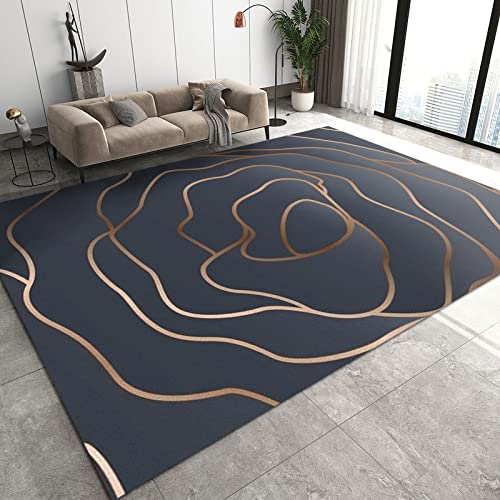 YEMYOR Nordischer Einfacher Dunkler Teppich, Teppich Mit Abstraktem Kurvendesign, rutschfest Und Maschinenwaschbar, Verwendet Im Wohnzimmer, Esszimmer Und Schlafzimmer-70x120cm