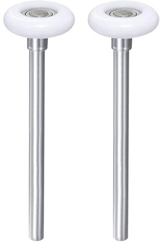 QUARKZMAN 2Pcs 1.8 Roulettes de Porte de Garage en Nylon pour Rail Garage de 2 Tige Longue de 6,5 Roues Porte de Garage Silencieuses Roulement de Précision 6200Zz à 11 Billes, Blanc