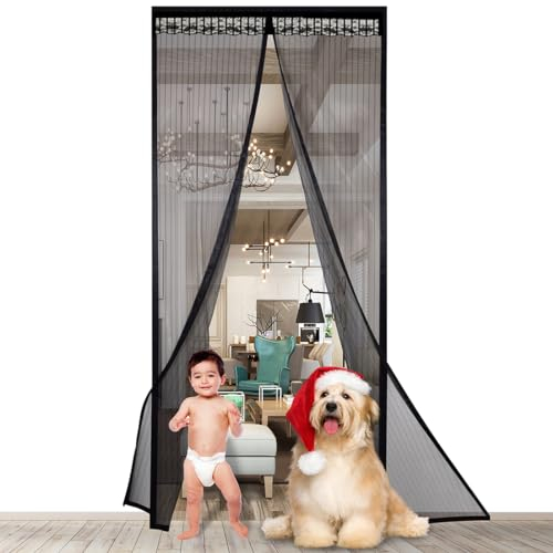 Zanzariera Magnetica, 90x200 CM Zanzariera Magnetica per Porta, Rete Fine,si Chiude da Sola, Non perforato per proteggere dalle zanzare Adatto per camere dei bambini, camerette e balconi