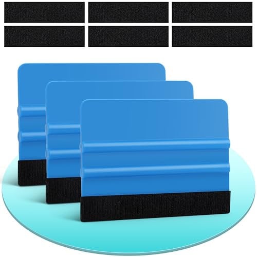 9 Stück Folienrakel mit Filzkante Werkzeug Rakel für Folie Rakelset Zum Folieren Werkzeug, 3x Folierung Rakel+6x Filz, Filzrakel Werkzeug für Autofolie, Fensterfolien, Klebefolie Tönungsfolie