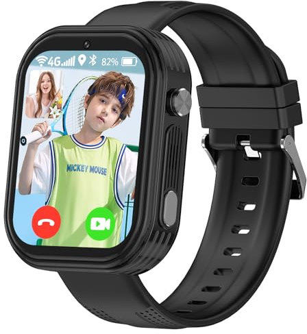 Smooce 4G Kinder Smartwatch,GPS Smartwatch Kinder mit 4G Telefon Video Anruf Voice Chat SOS Schulmodus Puzzle Spiele, Mädchen Jungen