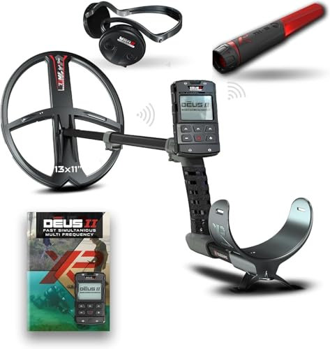 XP Metal Detectors Deus II - 13x11 FMF Coil with MI-6 pinpointer & WSAII Headphones Bundle - Waterproof and Fully Wireless - with Remote Control & S-Telescopic stem (DEUS2-34FMFRCEG + MI-6 + WSAII)