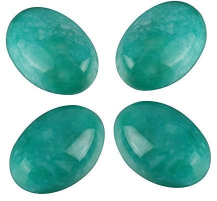 GCN-B28 natürlicher Amazonit, oval, Cabochon, flache Rückseite, Cabochon, lose Kuppel, Cabochon, 18 x 13 mm, 8 Stück