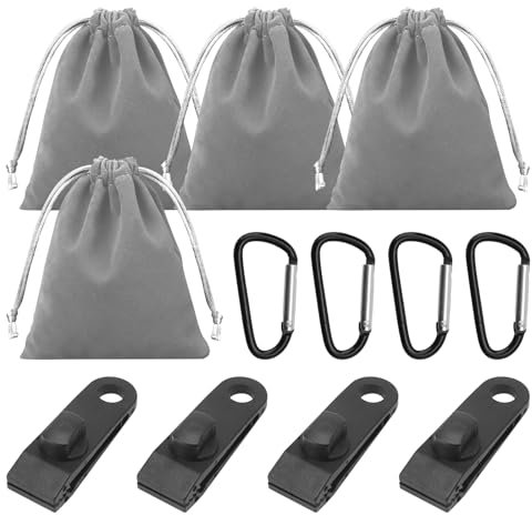 DAWRIS 4 Stück Tragbare Gewichtstasche, Sandsäcke Gewichtstaschen Beingewichte mit 4 Karabiner, 4 Clips, geeignet zum Befestigen von Pavillon Standfüße Zelten Tischdecken Patio Shelter Trampolin