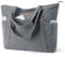 Lekespring Cord Tasche Damen, Groß Tote Bag Strandtasche mit Reißverschluss, Shopper Tasche Damen Laptoptasche mit 17 Zoll Laptopfach, Elegant Handtasche Umhängetasche für Arbeit Schule Gym-Grau