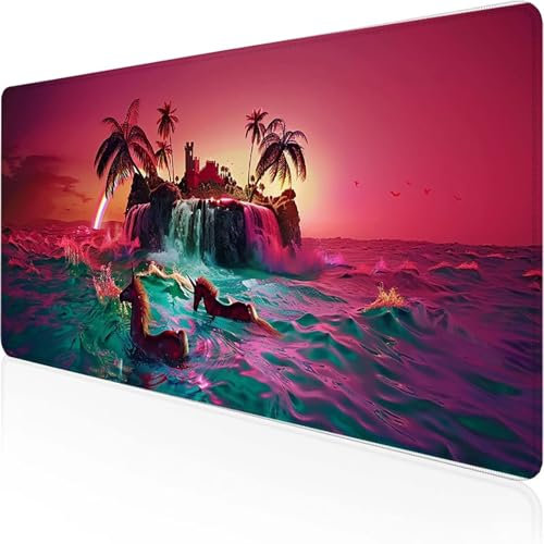 Mouse Pad Ocean Gaming Mouse Mat 800x400x3 mm, with Stitched Edges Desk Mats Purple Desk Pad Large Waterproof Anti-Slip Rubber Base Smooth Surface Keyboard Cover for Office Accessories, Gifts 4-Q