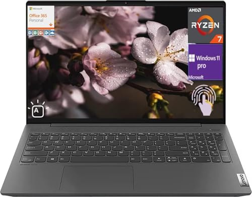 Lenovo IdeaPad 5 15.6 FHD Touchscreen Laptop with Microsoft Office 365, AMD Ryzen 7 5825U, 16GB RAM 512GB PCIe SSD, Wi-Fi, Fingerprint Reader, Backlit Keyboard, Windows 11 Pro, Grey