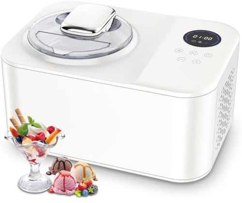 XCSCUK Gelatiera Automatica da 1,2L con compressore Auto-refrigerante, con Display LCD, per Yogurt congelato e Gelato