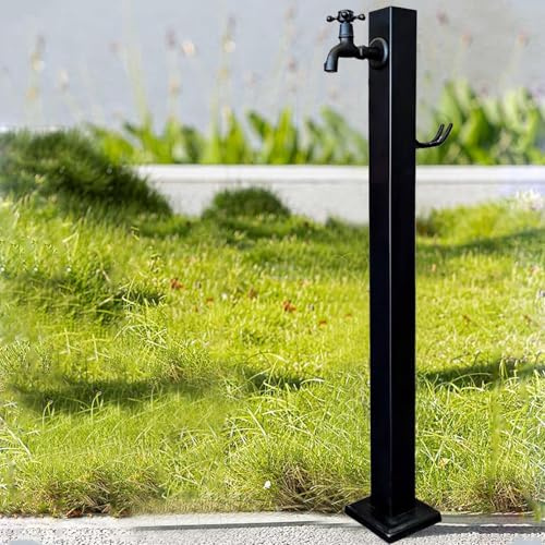 IBOWZ Colonne à Eau de Jardin,Colonne d'arrosage de Jardin sur Pied, Support de Tuyau Vertical autoportant pour arrosage et Irrigation de Jardin, Robinet extérieur en Acier Inoxydable, Noir