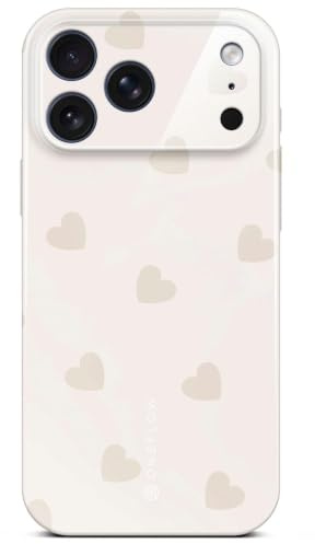 ONEFLOW Splash Cover für iPhone 17 Pro Max/18 Pro Max Hülle mit Design Muster, Handy Schutzhülle mit Kameraschutz, Case Bedruckt extra dünne Handyhülle, Creme Beige Herzen