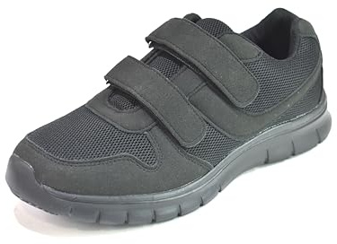 Men’s Lightweight Hook & Loop Walking Trainers – Breathable Mesh Comfortable Everyday Shoes with Cushioned Sole, Easy Fastening Wide Fit Casual Sneakers for Daily Wear UK Size 6-12.