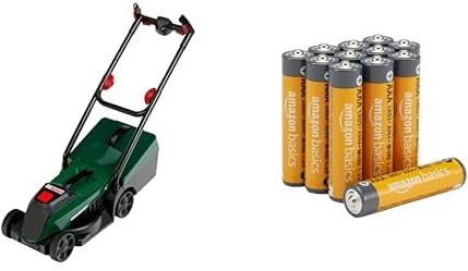 Theo Klein Bosch Rasenmäher Rotak, Licht & Sound, 3+ Jahre, & AAA Alkaline-Batterien Amazon Basics 12 Stück, 10 Jahre