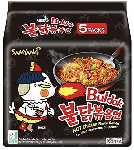 Samyang Stir Fried Hot Chicken Flavour Ramen Noodles, Pack of 5