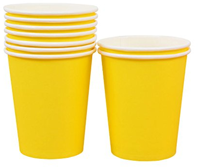 Beiersi Paquet de 10 Gobelets en Carton 9 oz (250ml) (Jaune)