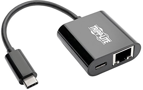 USB-C (typ-C) Till gigabit nätverksadapter med USB-C PD laddning, Thunderbolt 3, svart