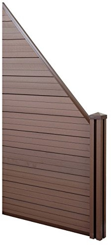 Mendler WPC-Sichtschutz Sarthe Erweiterungselement schräg rechts - braun | Windschutz Zaun, WPC-Pfosten, 0,98m