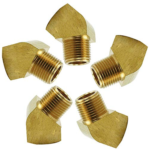 Legines 45 Degree Street Elbow 1/4 NPT Male x 1/4 NPT Female Brass Pipe Fitting (Pack of 5)
