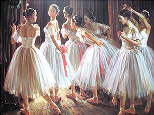 WOWDECOR Art Supplies Beautiful Ballet Girls DIY Paint by Numbers Kits 40 x 50cm with Painting Brushes Canvas (Framed)