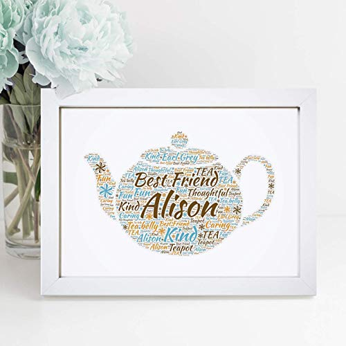 Personalised Teapot Word Art Print - Tea Lovers British Picture Gifts - A5, A4, A3 Poster, Prints & Framed