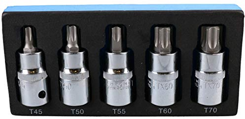 1/2 Drive Male Torx Star Sockets Bits T45 T50 T55 T60 T70 5pc Set