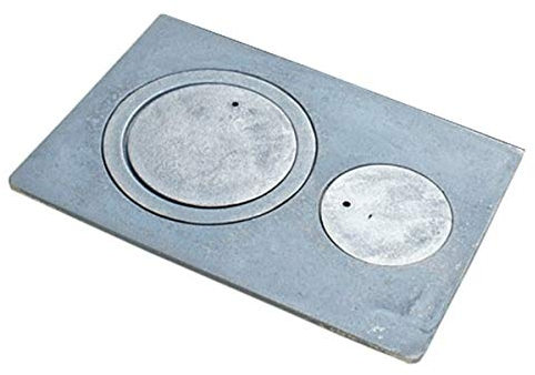 MIMART Home&Wood - Placa de Hierro Fundido para Estufa Con 2 Agujeros, 40,5 x 27 cm, para Carbón y Chimenea, Color Gris