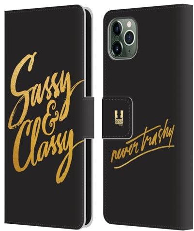 Head Case Designs Sassy Grand As Gold Leather Wallet Case Compatible With Apple iPhone 11 Pro Max