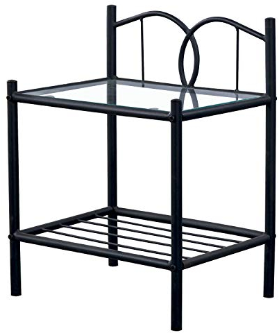 duehome | Mesita de Noche, Mesa Dormitorio, Acabado en forja, Modelo Cynthia, Medidas: 46 cm (Ancho) x 60 cm (Alto) x 35 cm (Fondo)