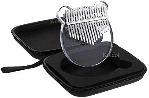 Koldot Kalimba 17 Tasten, graviert mit Noten, Bären-Form, Daumenklavier mit massivem Fingerklavier, transparenter Körper, süßes Kristallglas, Hartschalenkoffer, Geschenke für Kinder und Erwachsene