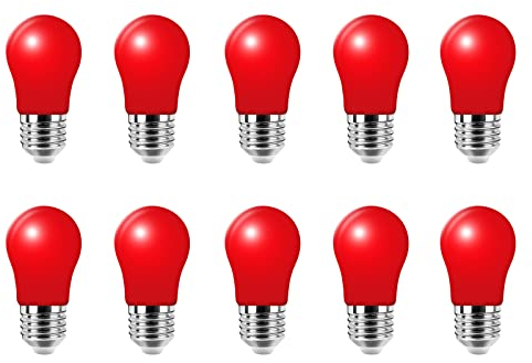 HUAMu 10 Stück E27 Schraubsockel 3W LED Glühbirne Lampe rot für Urlaub Party Dekoration, Home Licht, Nacht Licht Laternen