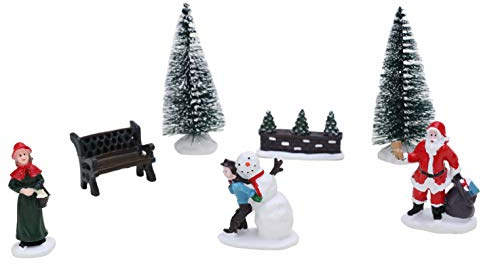 Toyland Mini-Figuren aus Kunstharz, für Weihnachten, Sammlerstück, Dorf-Szene, Zubehör für Weihnachten, 7-teiliges Set, 10 x 4 cm