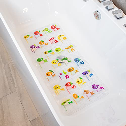 BEEHOMEE Bath Mats for Tub - Large Cartoon Non-Slip Bathroom Bathtub Mat Anti-Slip Shower Mats for Floor 89 * 40CM,Machine Washable XL Size Bathroom Mats (Fruits-Vegetables SG)